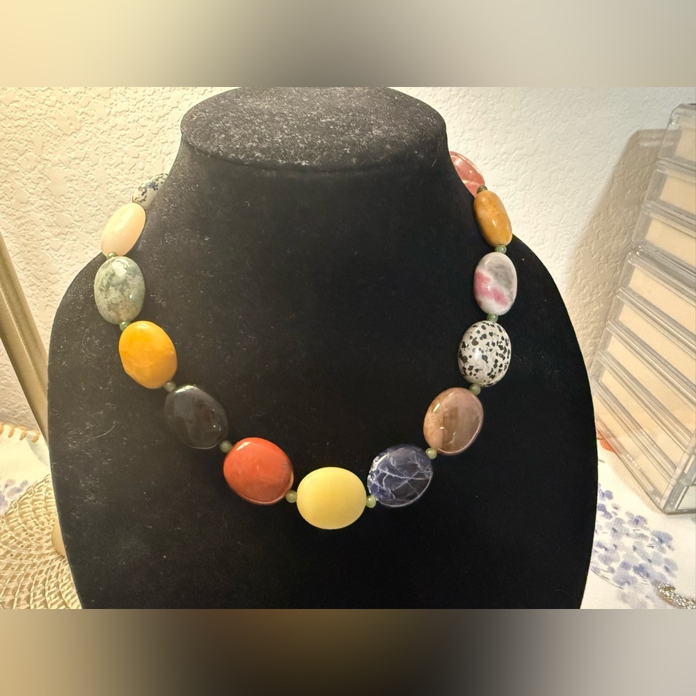 Multicolor Stone Beaded Necklace - Picture 4 of 7
